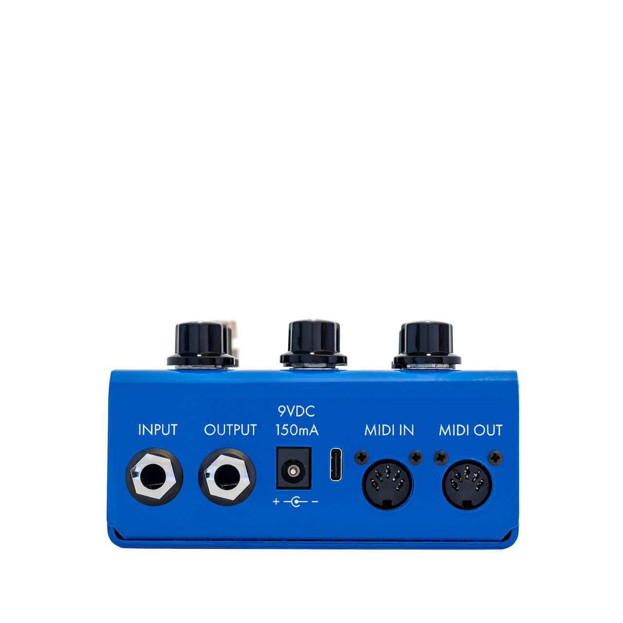 Full English programmable overdrive / distortion pedal - rear view, blue