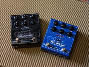 Full English pedals, in both black and blue finishes